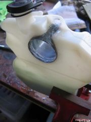 Radiator bottle - drilled with 54mm hole saw