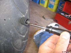 Leave Nozzle embedded into tire