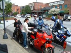 The wife and the bike in Hendersonville.