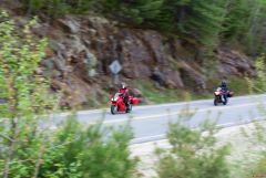 Tom with the New England Riders entering the hairpin turn