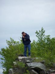 Zaid trying to get service at the top of Rte. 17