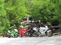 Tumbles, Me, and Poncho at the base of the Kaaterskill Falls