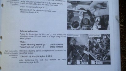 The manuals procedure for a adjusting the vavles