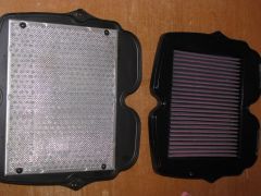 OEM filter compared next to KandN