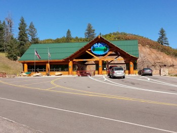 Entrance to Pike's Peak Highway, 7400 feet above sea level, Cascade, CO