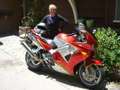 My sister with the bike 2000VFR