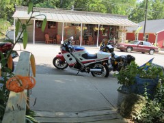 Parked in front of Bogus Creek Cafe'
