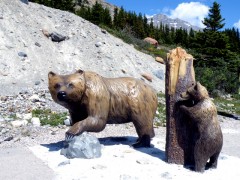 Two bears at the Columbia Icefields Visitor Center