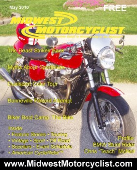 Triumph Thruxton- My bike on the cover of Midwest Motorcyclist