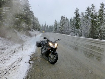 Allison Pass on Hwy 3 through Manning Park, B.C. -2 Celsius and snowing...