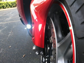 Honda VFR1200 Turned Stock Reflector Mounts into LED DRL's