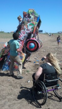 Stewy and Riot at the Cadillac Ranch