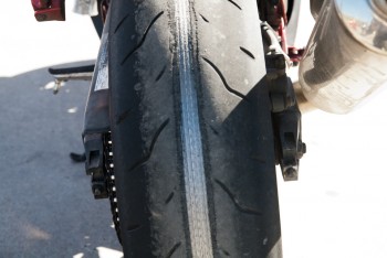 Close Up of Invincible Sport Bike Rider's Tire