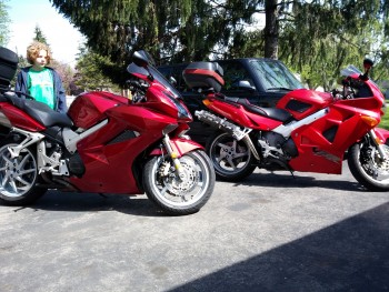 Daughter hanging with the new bike