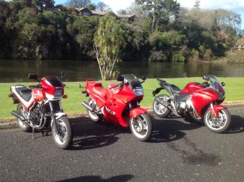 Three Honda Red V Fours