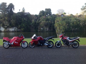 Three Honda Red V Fours