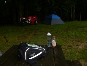 Tent camping in the rain