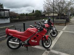 Pirongia, rainy Saturday. Worth getting wet. Note the 1984 VF400, still going strong.