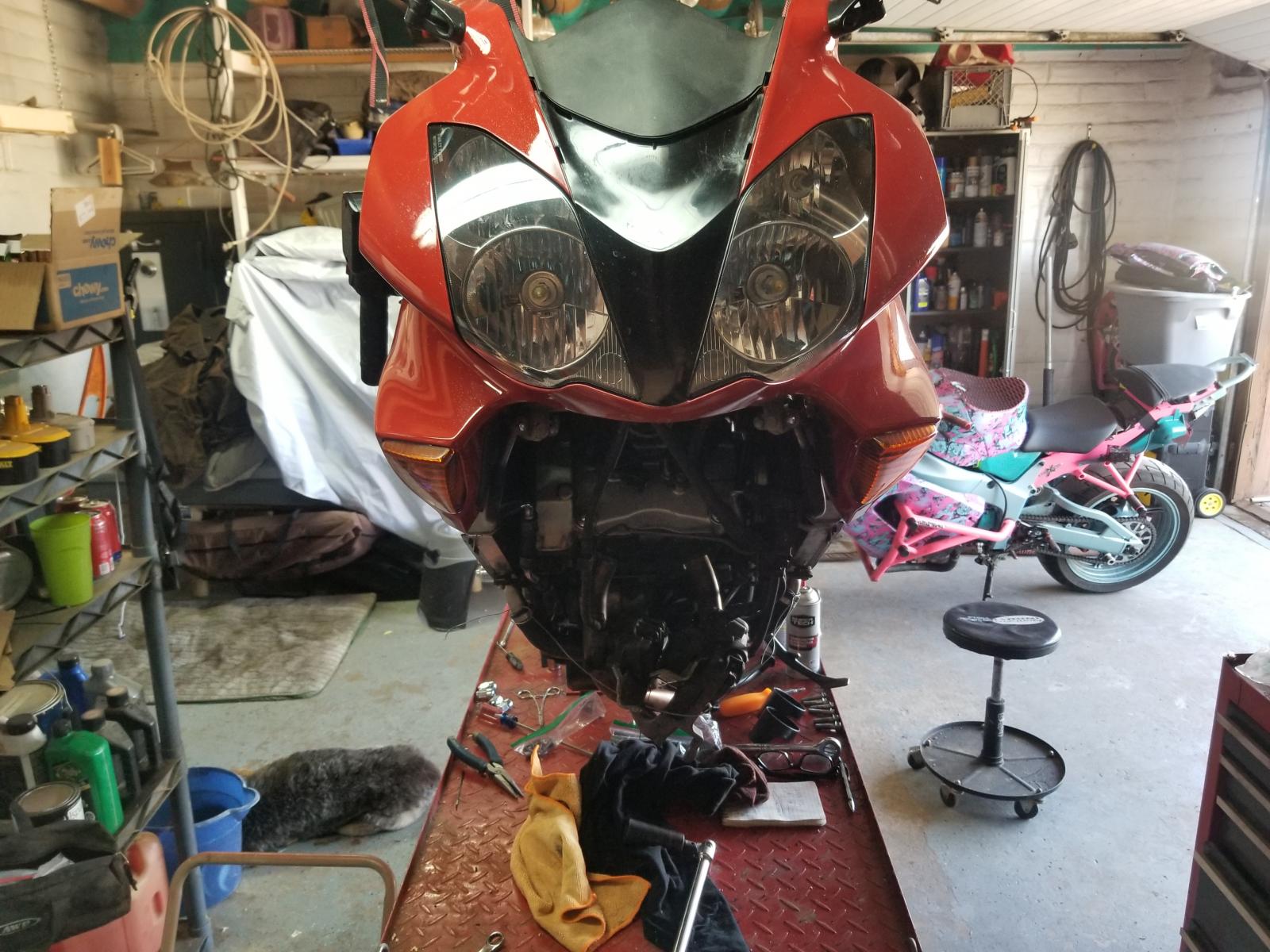 Teardown after first ride home with the 2005 VFR!